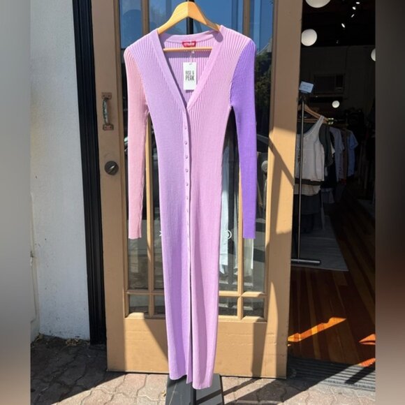 STAUD Shoko Sweater Lavender Ribbed Dress - Picture 1 of 5